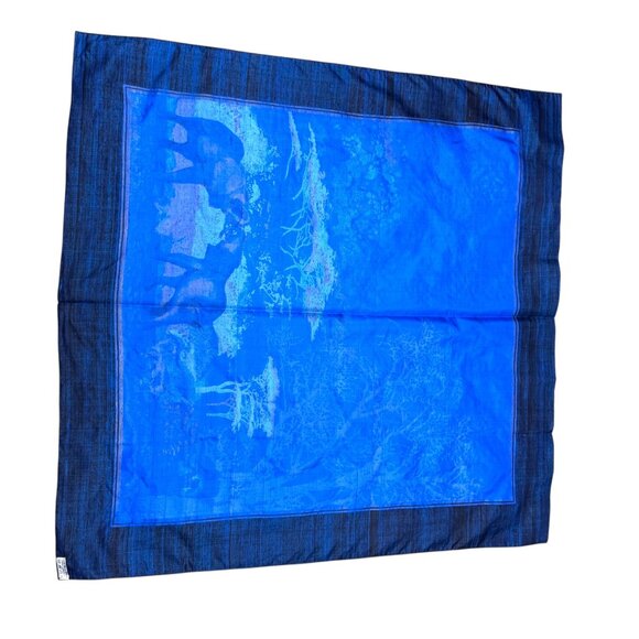 Vintage Thai Silk Scarf Black Gold Safari Elephants African Wildlife Print 34" - Picture 8 of 8